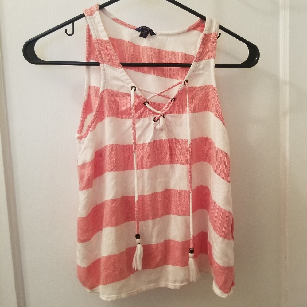 Pink and White Stripe Tank Top